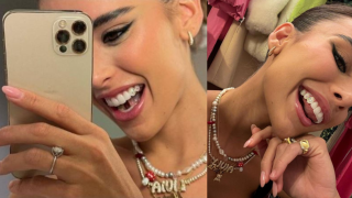 A influenciadora Livia Nunes também apostou na tendência do piercing no dente