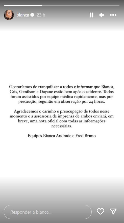 Confira a nota oficial da equipe da influenciadora e empresária