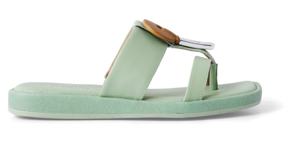 Rasteira Verde Aqua Salto Plataforma Couro AI1504, Usaflex, R$299,99