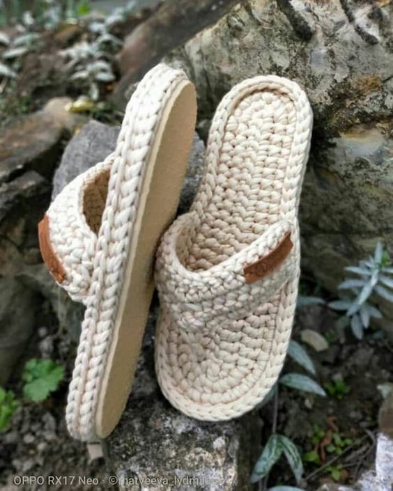 Chinelo em crochê