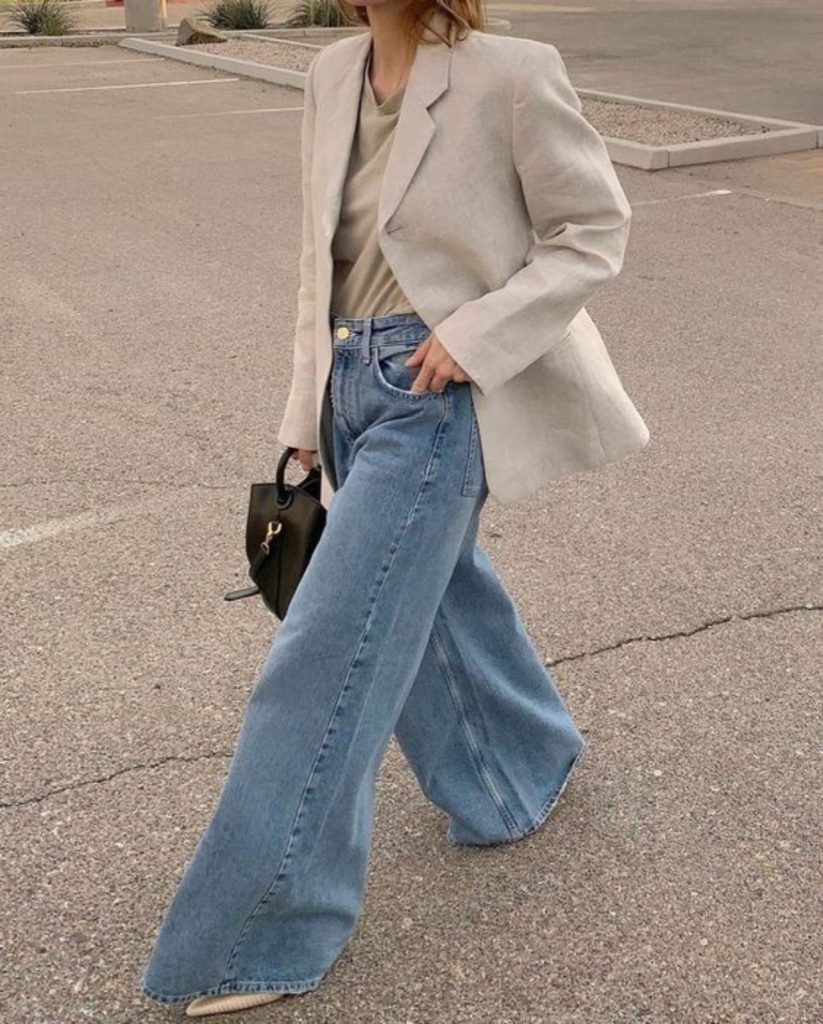 Calça jeans com blazer