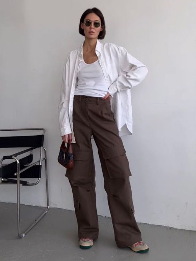 Looks com calça cargo e camisa branca