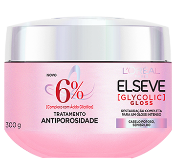 Embalagem da máscara capilar Glycolic Gloss, da Elseve