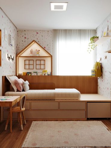 Cama infantil que pode expandir o colchão e com várias gavetas
