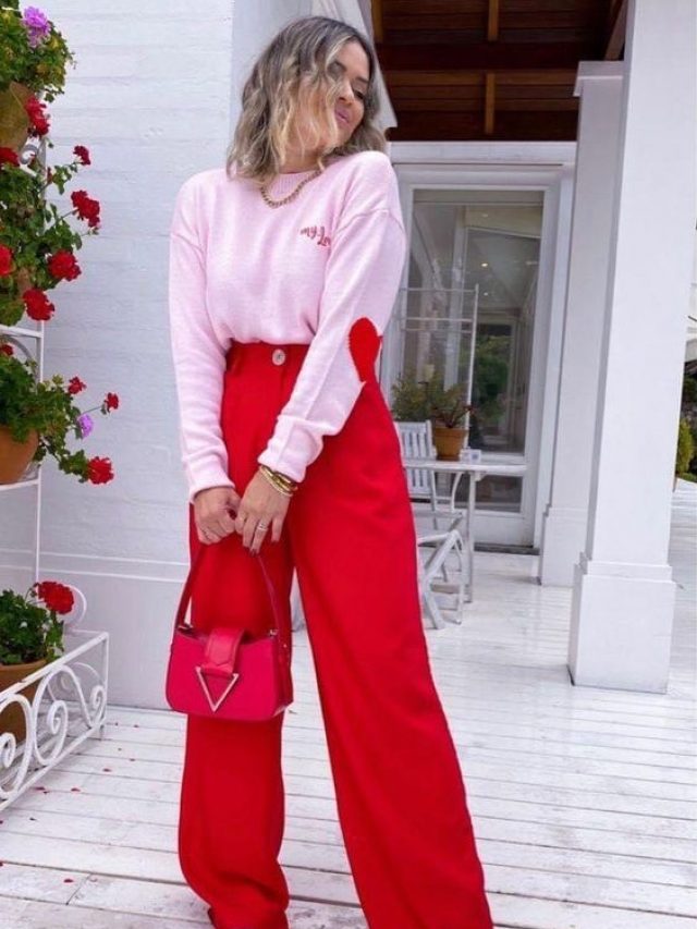Look com calça vermelha