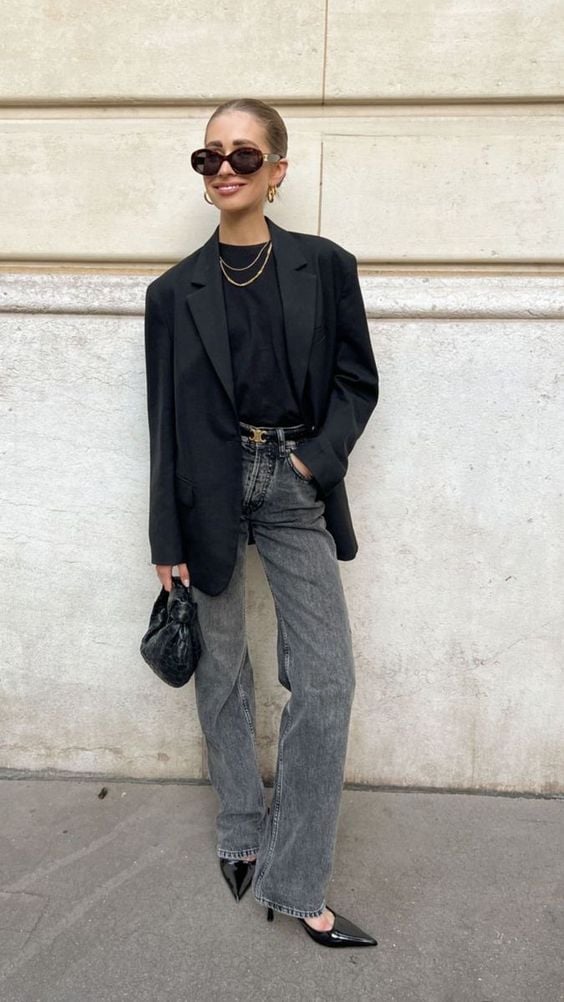 Looks de trabalho com blazer e jeans