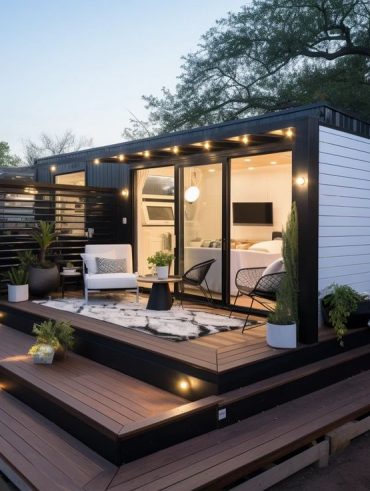 Casa modular em branco e preto