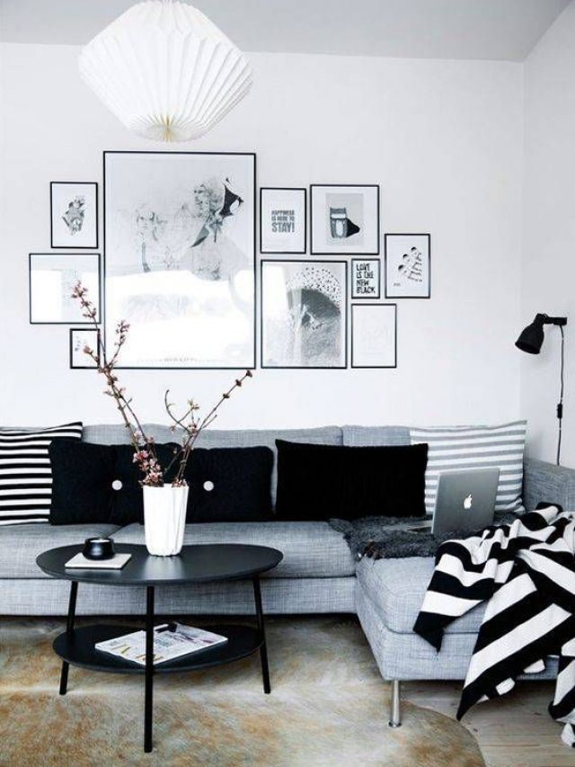 Elegância moderna: sala em tons de cinza e preto