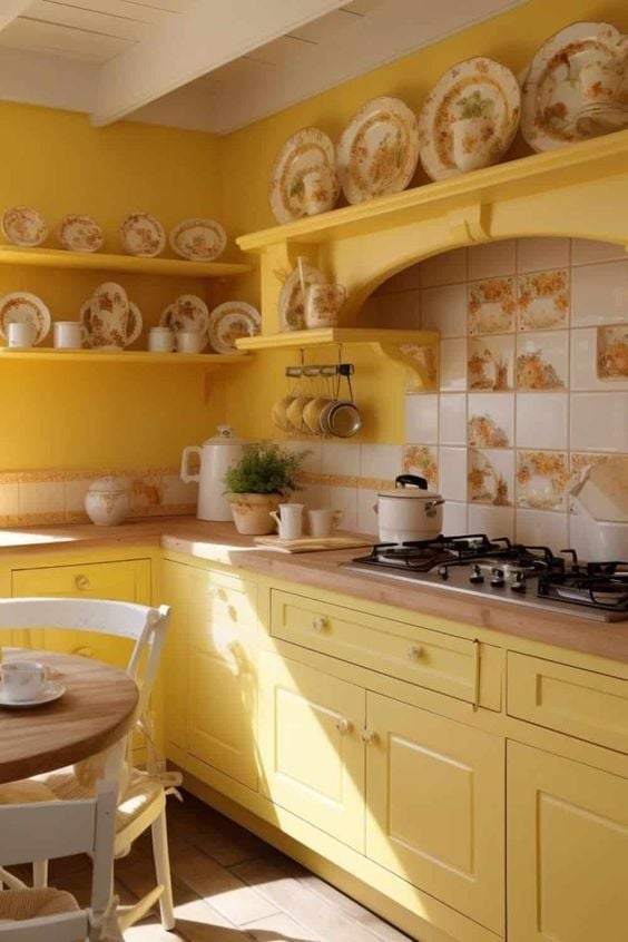 Cozinha amarelo manteiga