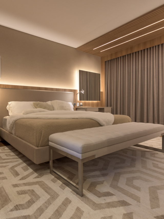 Quarto de casal em tons neutros