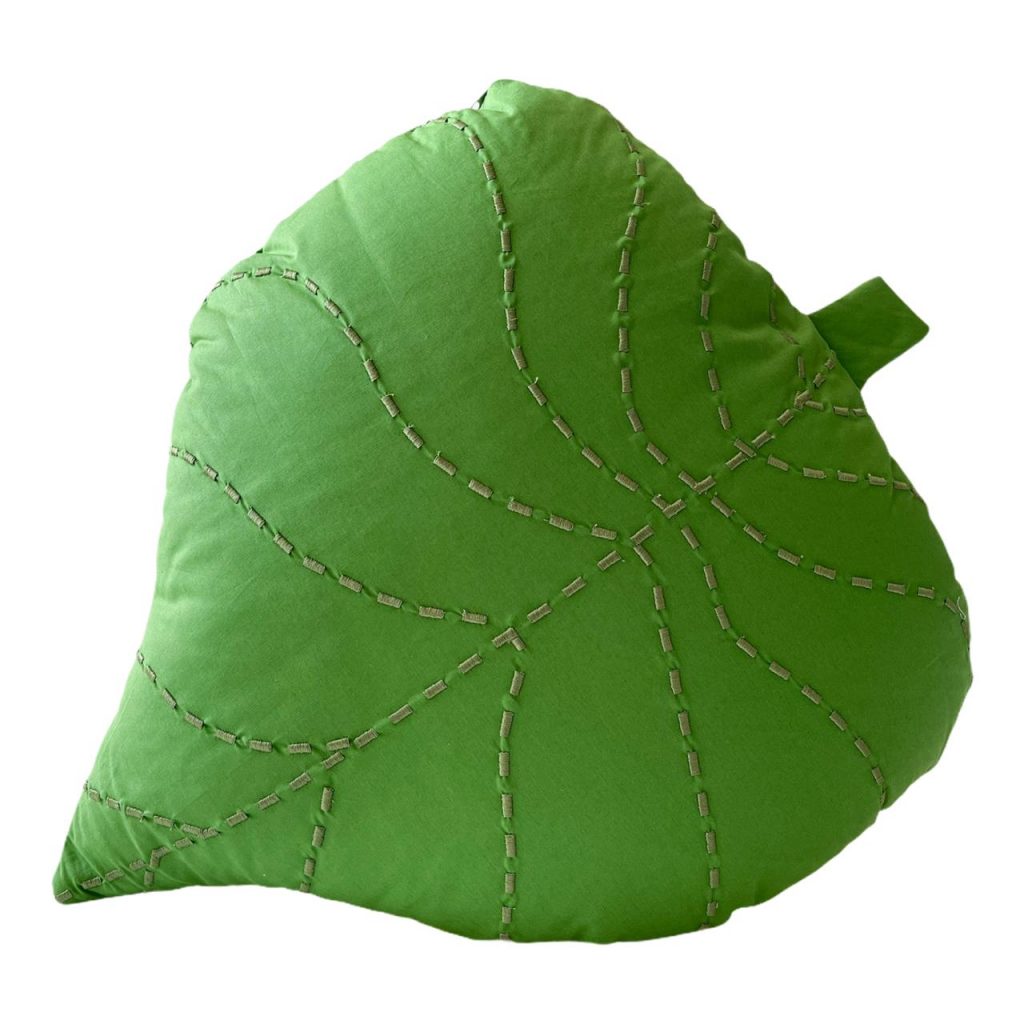 Almofada verde em formato de folha