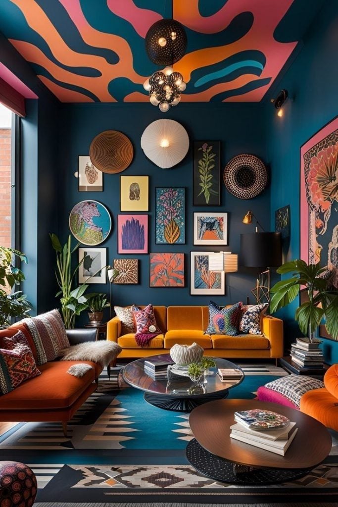 Sala de estar multicolorida