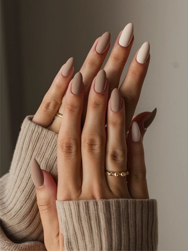 Não branca com esmaltação nude opaca