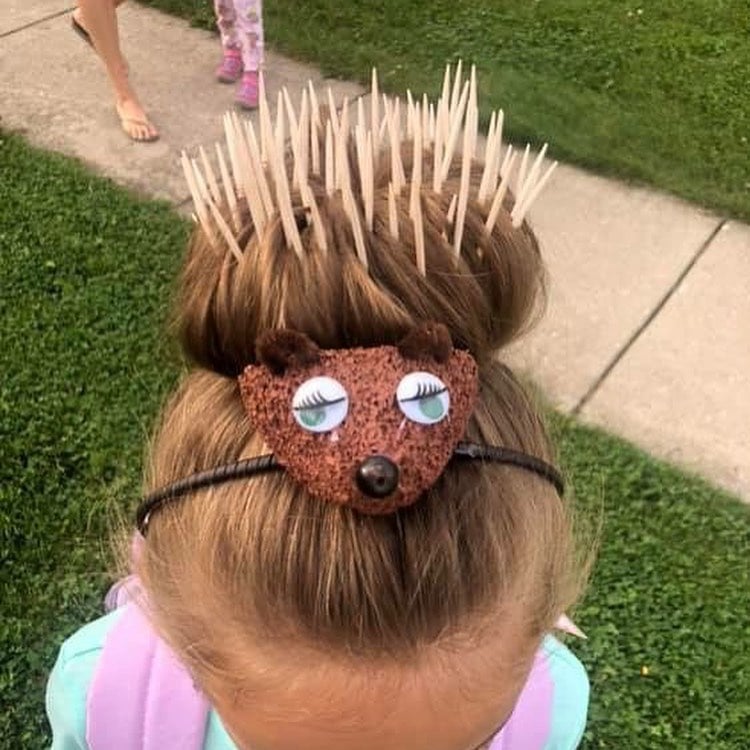Menina com cabelo maluco de ouriço
