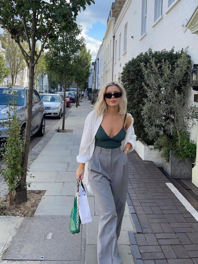 Look com calça cinza