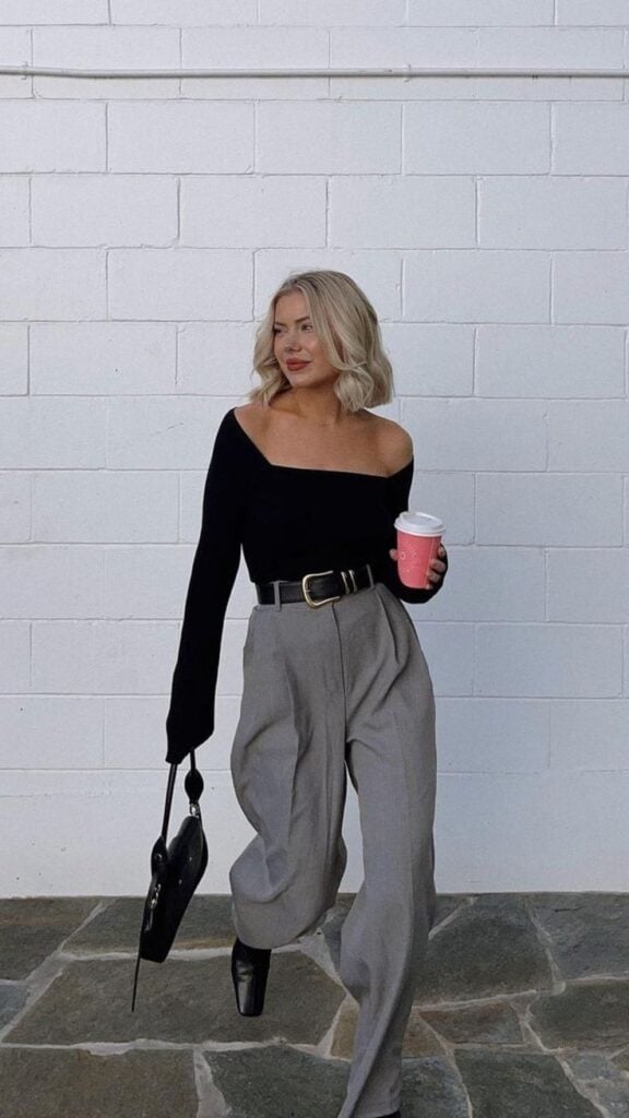 Look com calça cinza