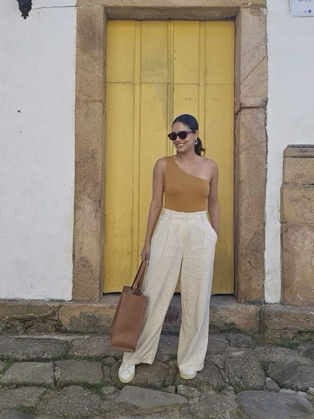 Look com calça de linho