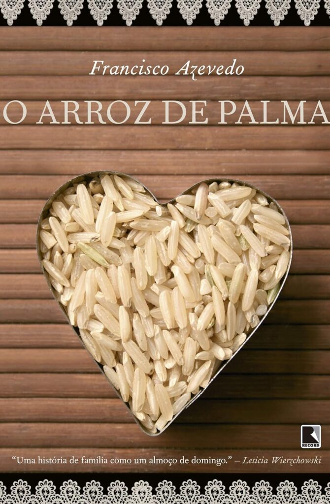 Capa de livro em tom de marrom com um coração cheio de arroz