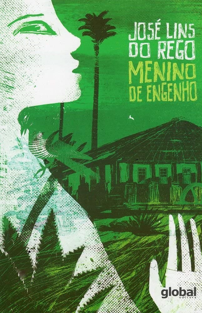 Capa de livro verde, com um menino e uma casa ao fundo