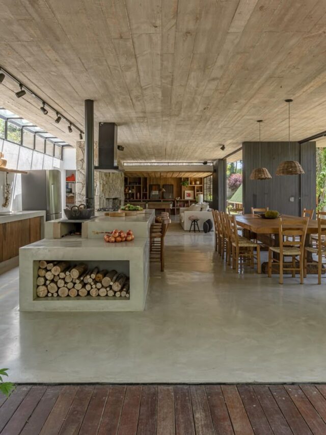 Cozinha rústica e chique com ilha