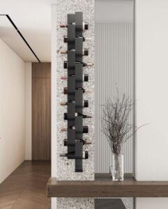 Adega de parede vertical cinza em metal