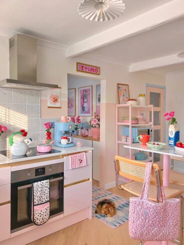 Inspiração de cozinha rosa e azul
