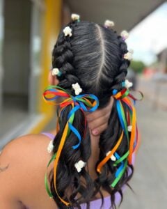 Inspiração para penteado de festa junina infantil