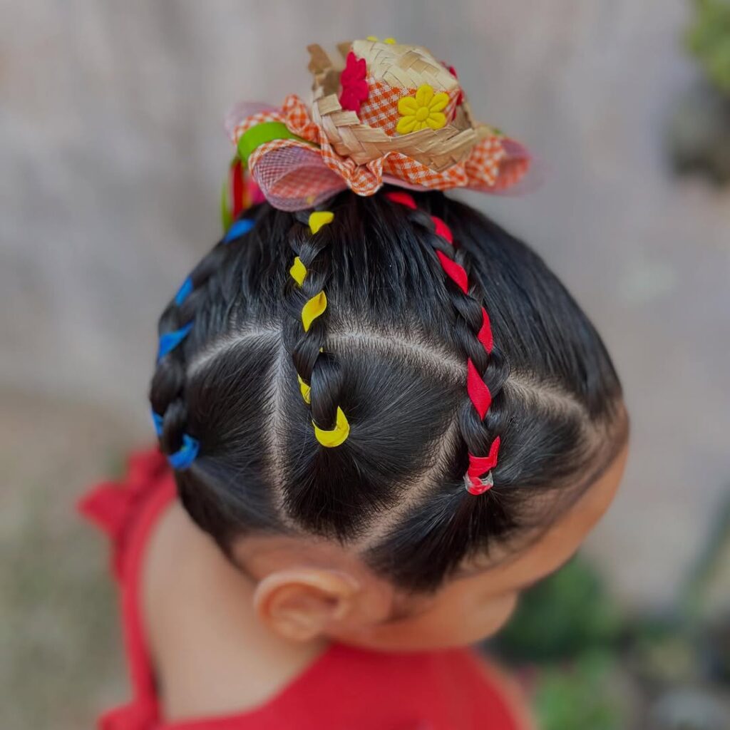 Inspiração para penteado de festa junina infantil