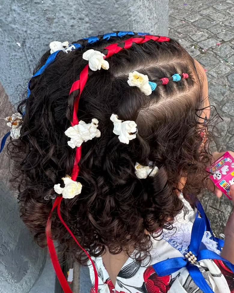 Penteado de festa junina para meninas