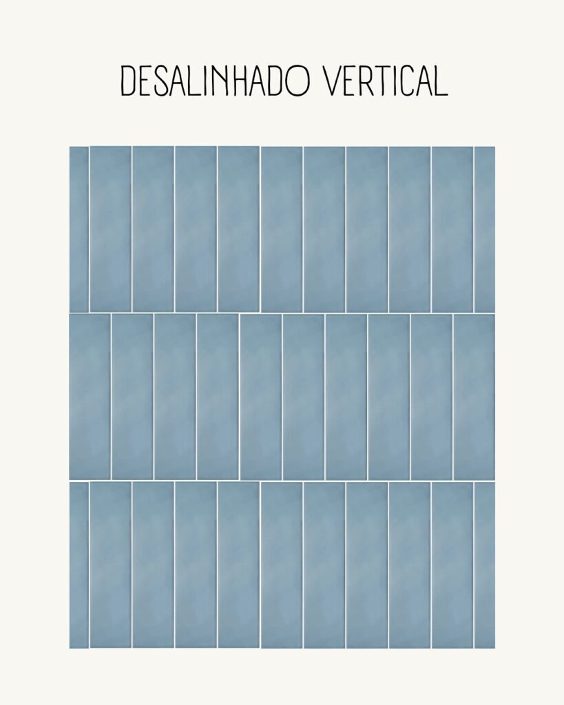 Azulejos azuis no formato desalinhado vertical