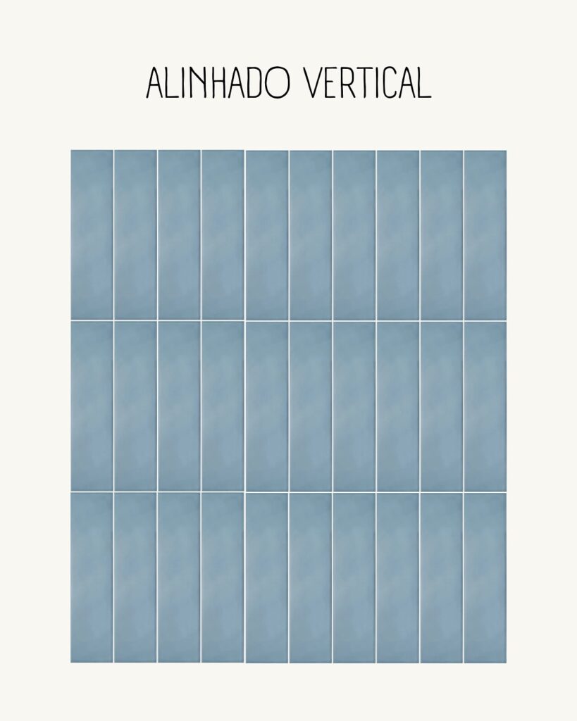 Azulejos azuis alinhados verticalmente
