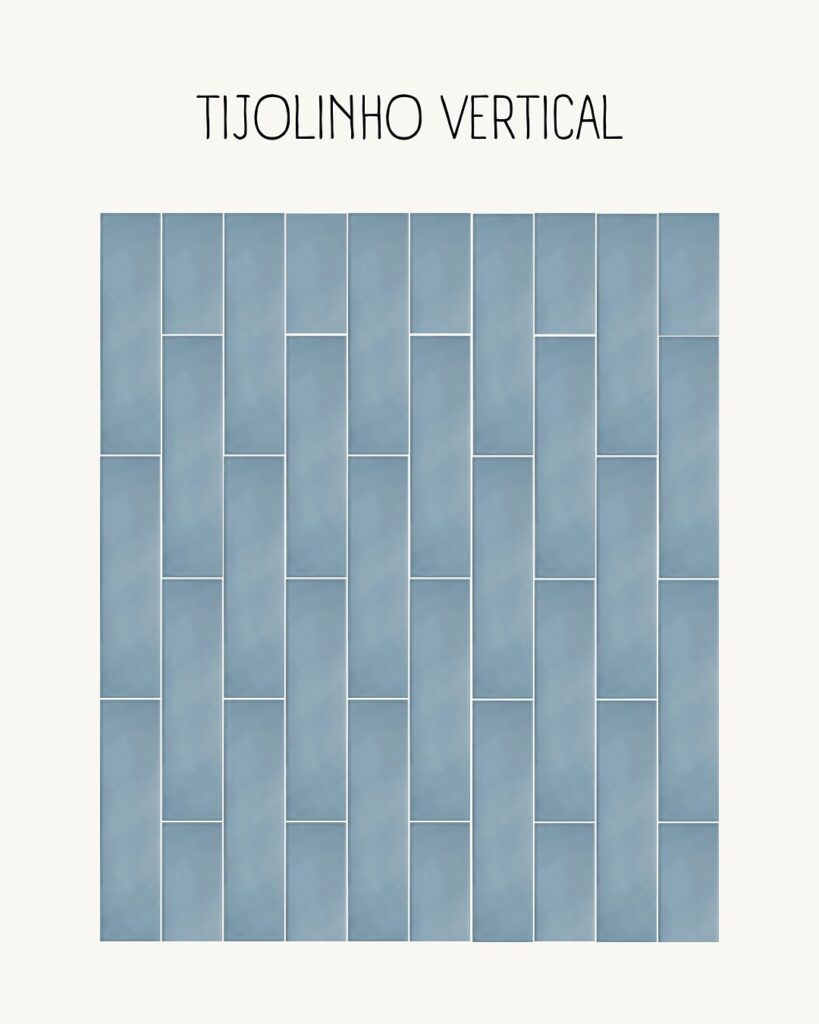 Azulejos alinhados no formato tijolinho vertical