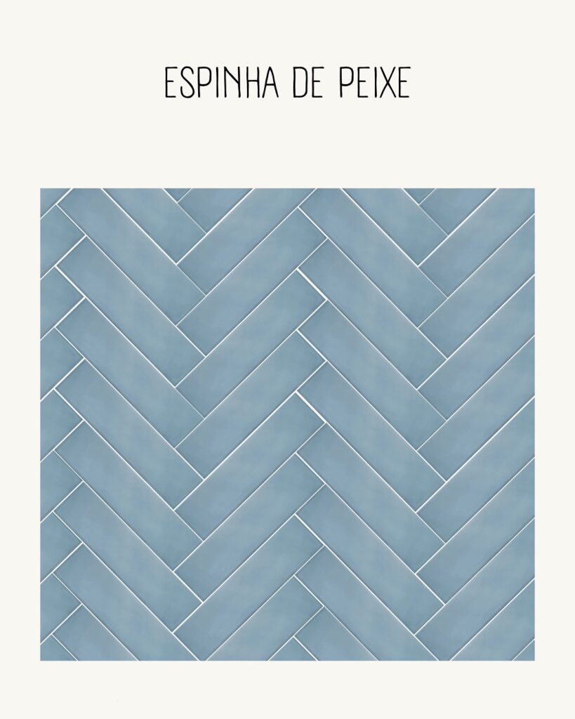 Azulejos alinhados na forma espinha de peixe