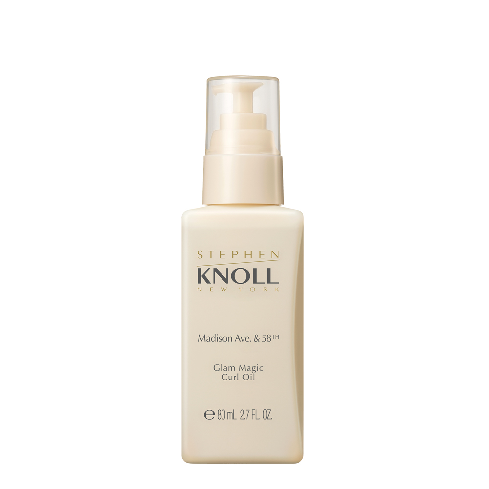 Embalagem do Glam Magic Curl Oil de  Stephen Knoll