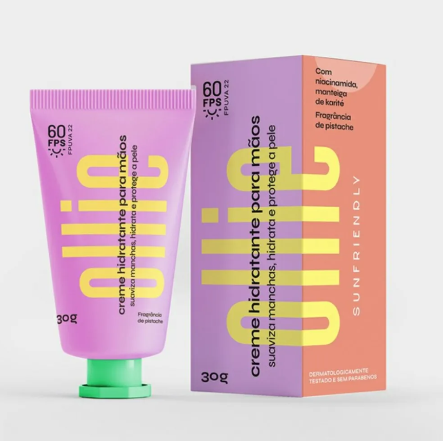 Embalagem do Creme Hidratante para Mãos FPS 60 FPUVA 22 Ollie