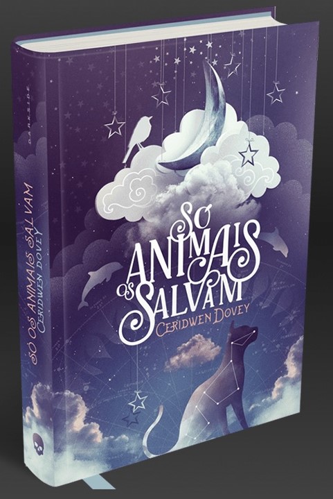 Capa de livro azul com nuvem e animais