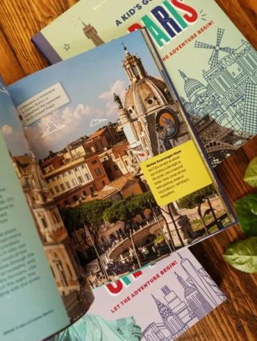 Livro com foto de algum lugar estrangeiro