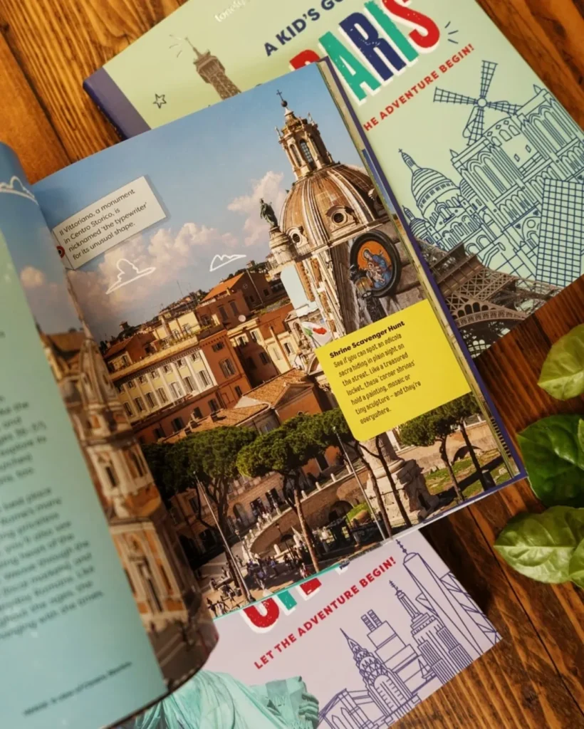 Livro com foto de algum lugar estrangeiro