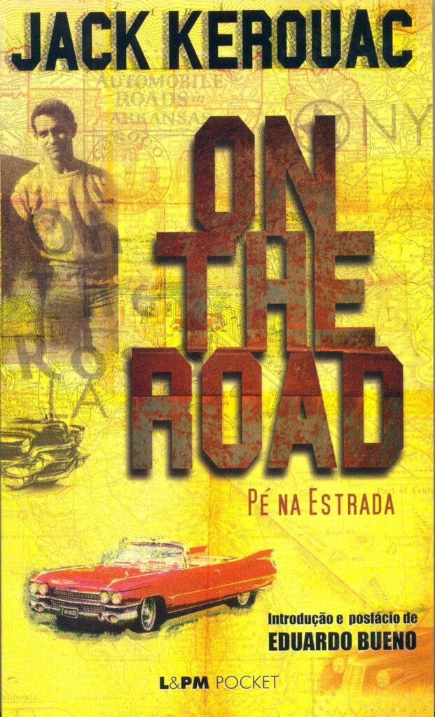 Capa de livro amarela com um carro vermelho