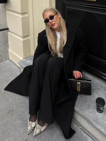 Look all black e sapato animal print