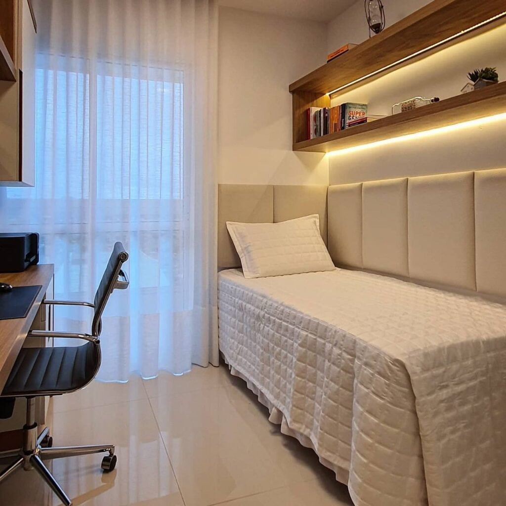 Inspiração de quarto de solteiro feminino ou masculino