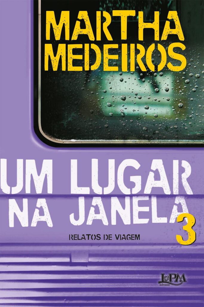 Capa de livro roxa com letras amarelas e brancas