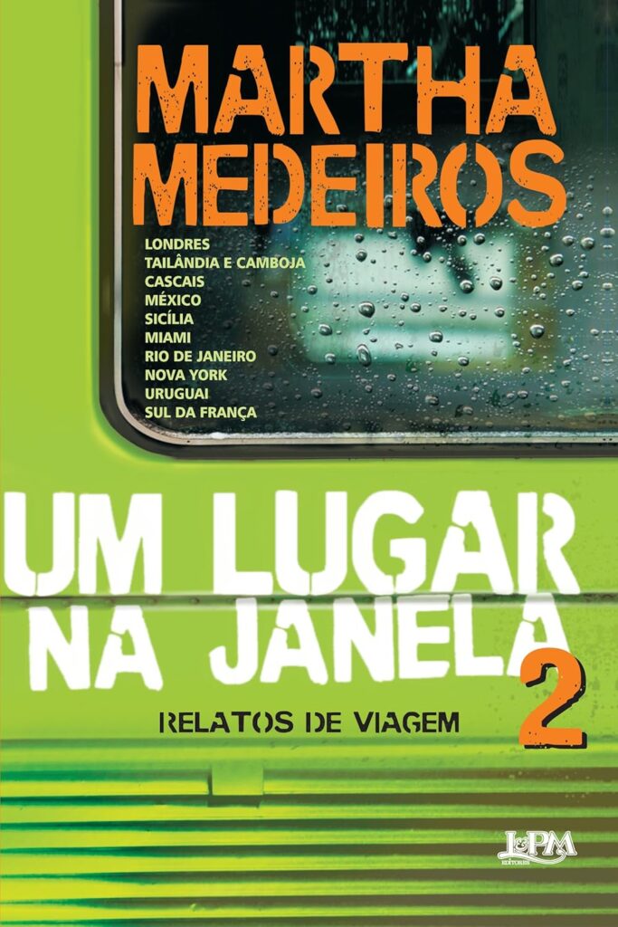 Capa de livro verde com letras brancas e laranja