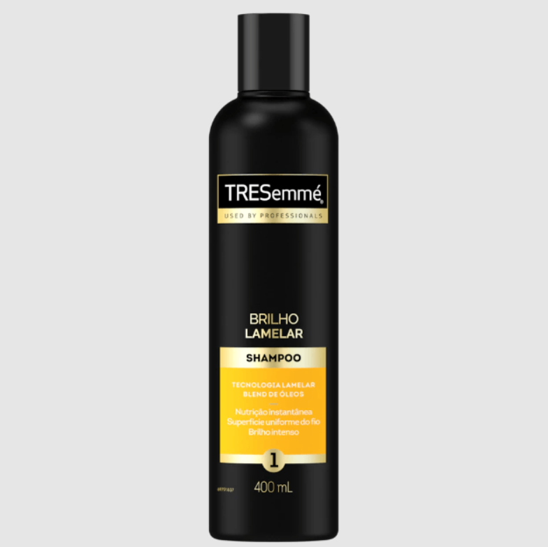 Embalagem do Shampoo Brilho Lamelar, da Tresemmé 