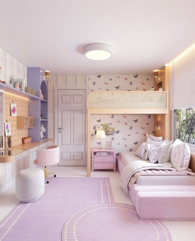 Delicadeza e frescor: como decorar um quarto lilás e branco