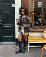 look com camisa social feminina e jaqueta