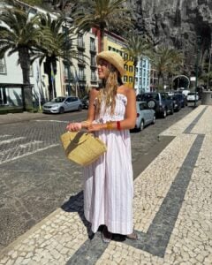 straw bag outfit