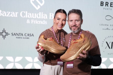 Claudia e Pedro Bartelle com a edição exclusiva do Olympikus Corre Max
