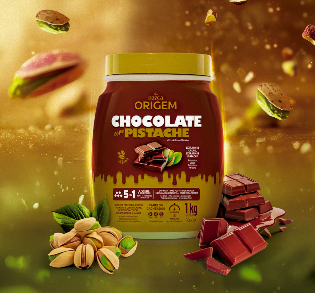 Embalagem do Origem Chocolate & Pistache , da Nazca Cosméticos