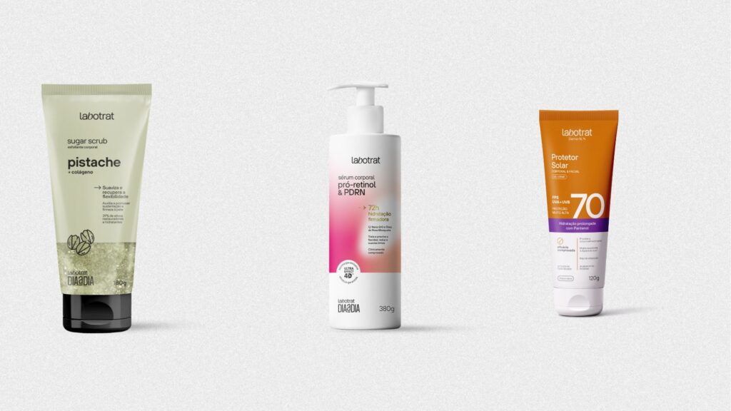 Embalagens de produtos novos da Labotrat